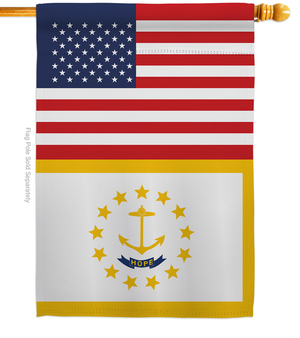 H140798-BO 28 x 40 in. USA Rhode Island American State Vertical House Flag with Double-Sided Decorative Banner Garden Yard Gift -  Americana Home & Garden