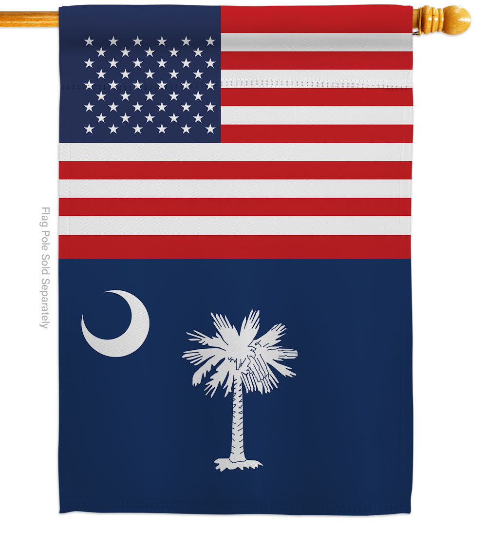 28 x 40 in. USA South Carolina American State Vertical House Flag with Double-Sided Decorative Banner Garden Yard Gift