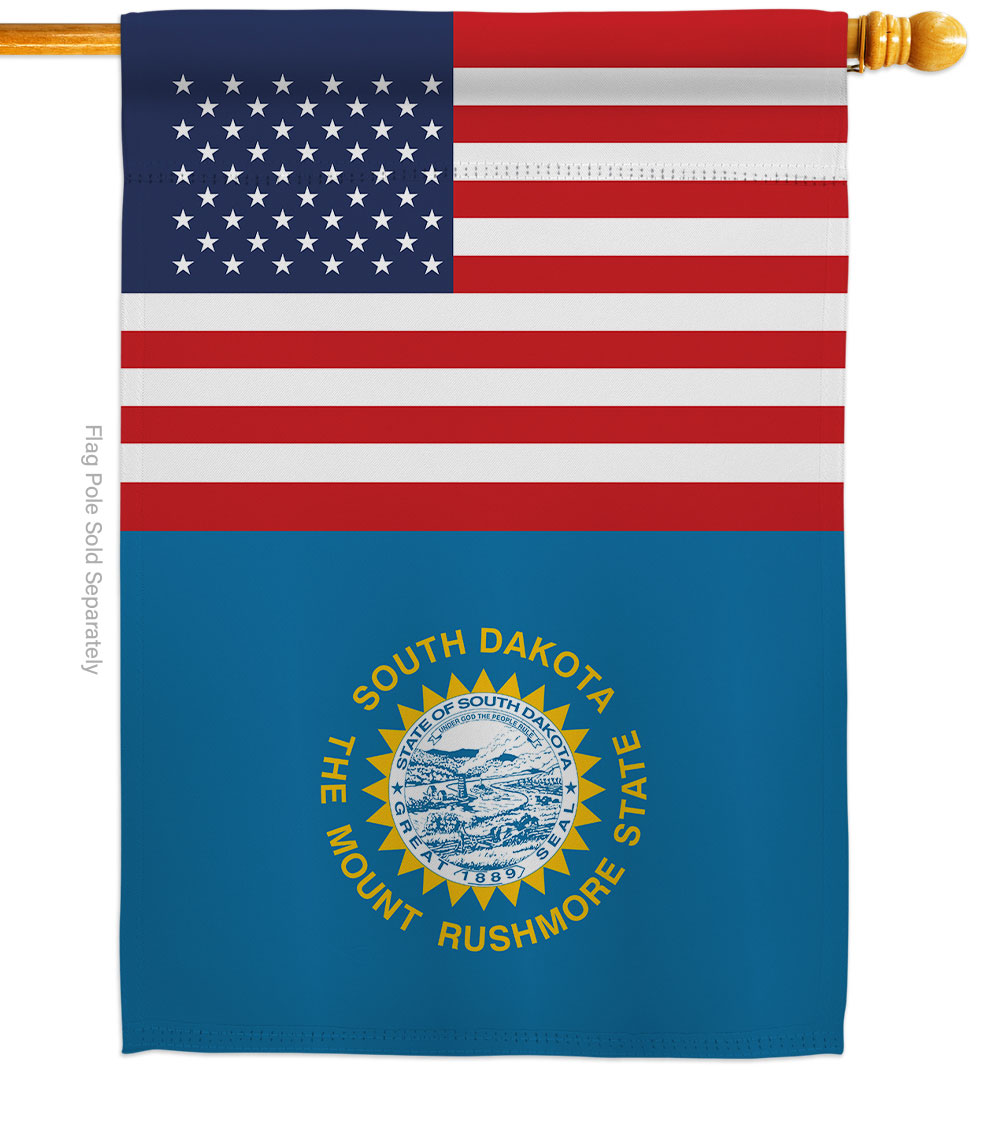 H140800-BO 28 x 40 in. USA South Dakota American State Vertical House Flag with Double-Sided Decorative Banner Garden Yard Gift