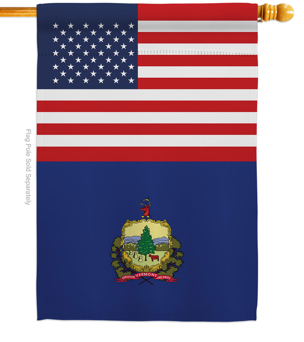 28 x 40 in. USA Vermont American State Vertical House Flag with Double-Sided Decorative Banner Garden Yard Gift