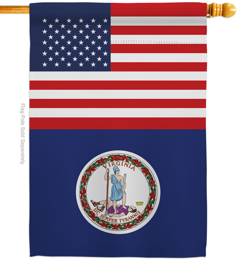 H140809-BO 28 x 40 in. USA Virginia American State Vertical House Flag with Double-Sided Decorative Banner Garden Yard Gift