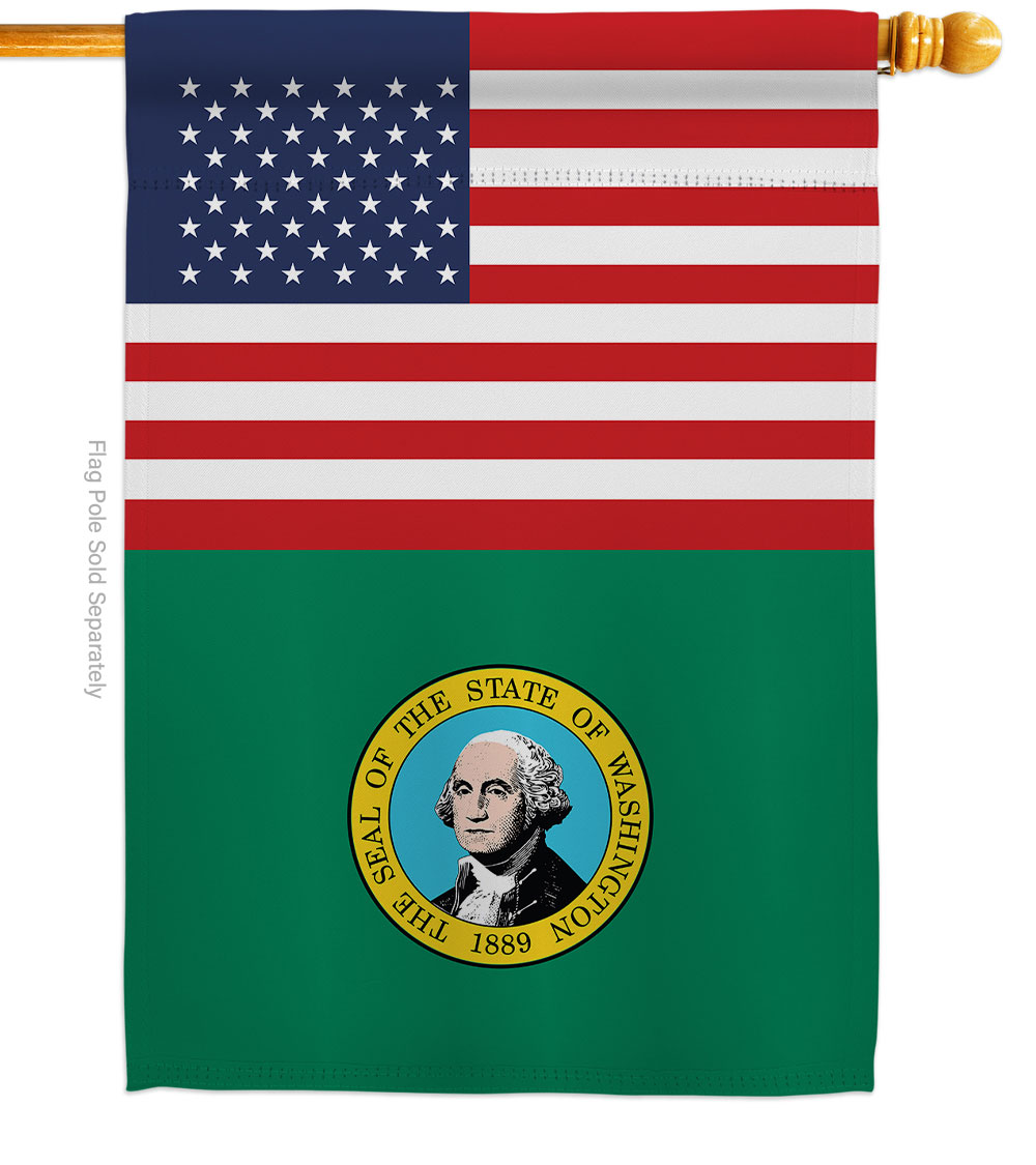 28 x 40 in. USA Washington American State Vertical House Flag with Double-Sided Decorative Banner Garden Yard Gift