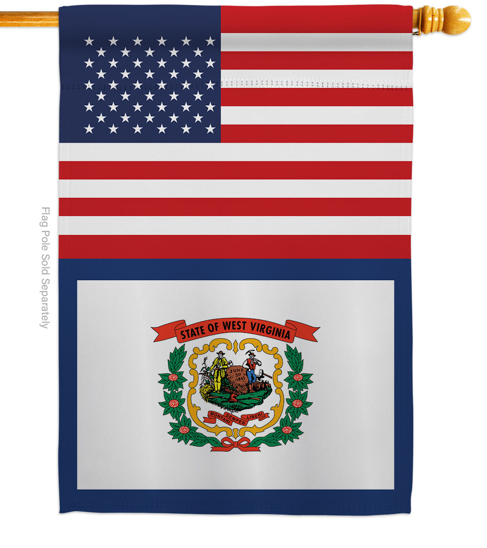 28 x 40 in. USA West Virginia American State Vertical House Flag with Double-Sided Decorative Banner Garden Yard Gift