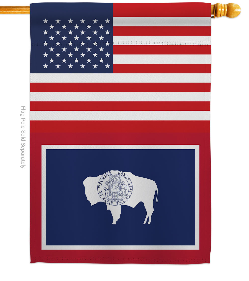 28 x 40 in. USA Wyoming American State Vertical House Flag with Double-Sided Decorative Banner Garden Yard Gift