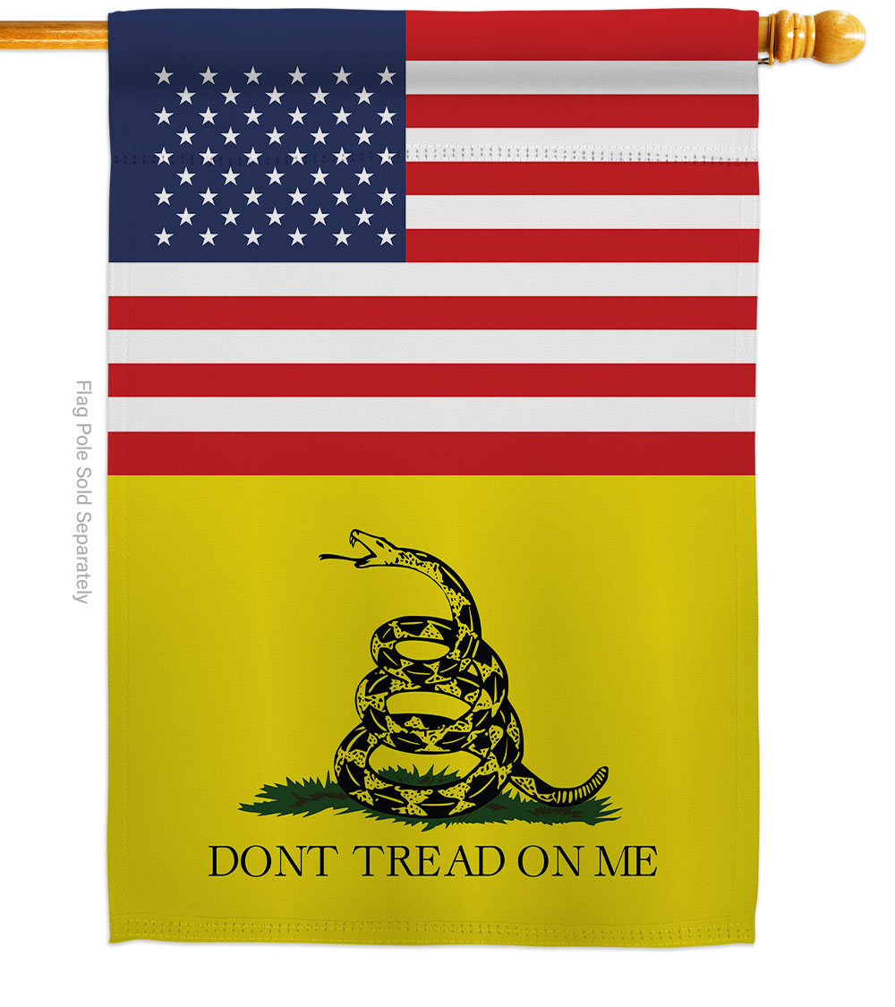 H140839-BO 28 x 40 in. USA Gadsden American Historic Vertical House Flag with Double-Sided Decorative Banner Garden Yard Gift