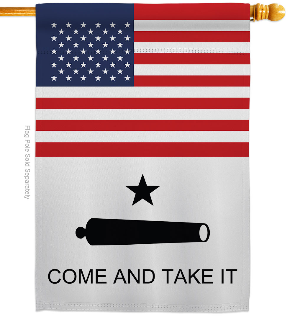 H140841-BO 28 x 40 in. USA Come & Take it American Historic Vertical House Flag with Double-Sided Decorative Banner Garden Yard Gift