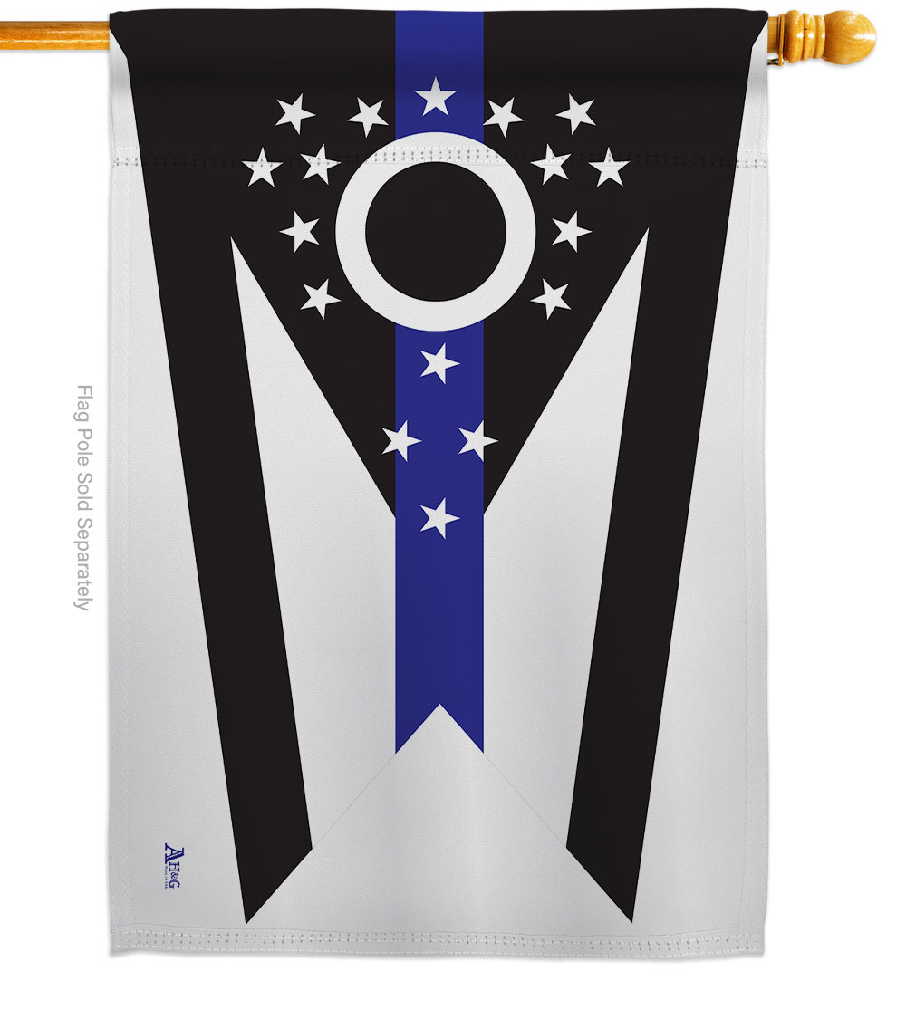 28 x 40 in. Ohio Think Blue Line American State House Flag with Double-Sided Horizontal Decoration Banner Garden Yard Gift
