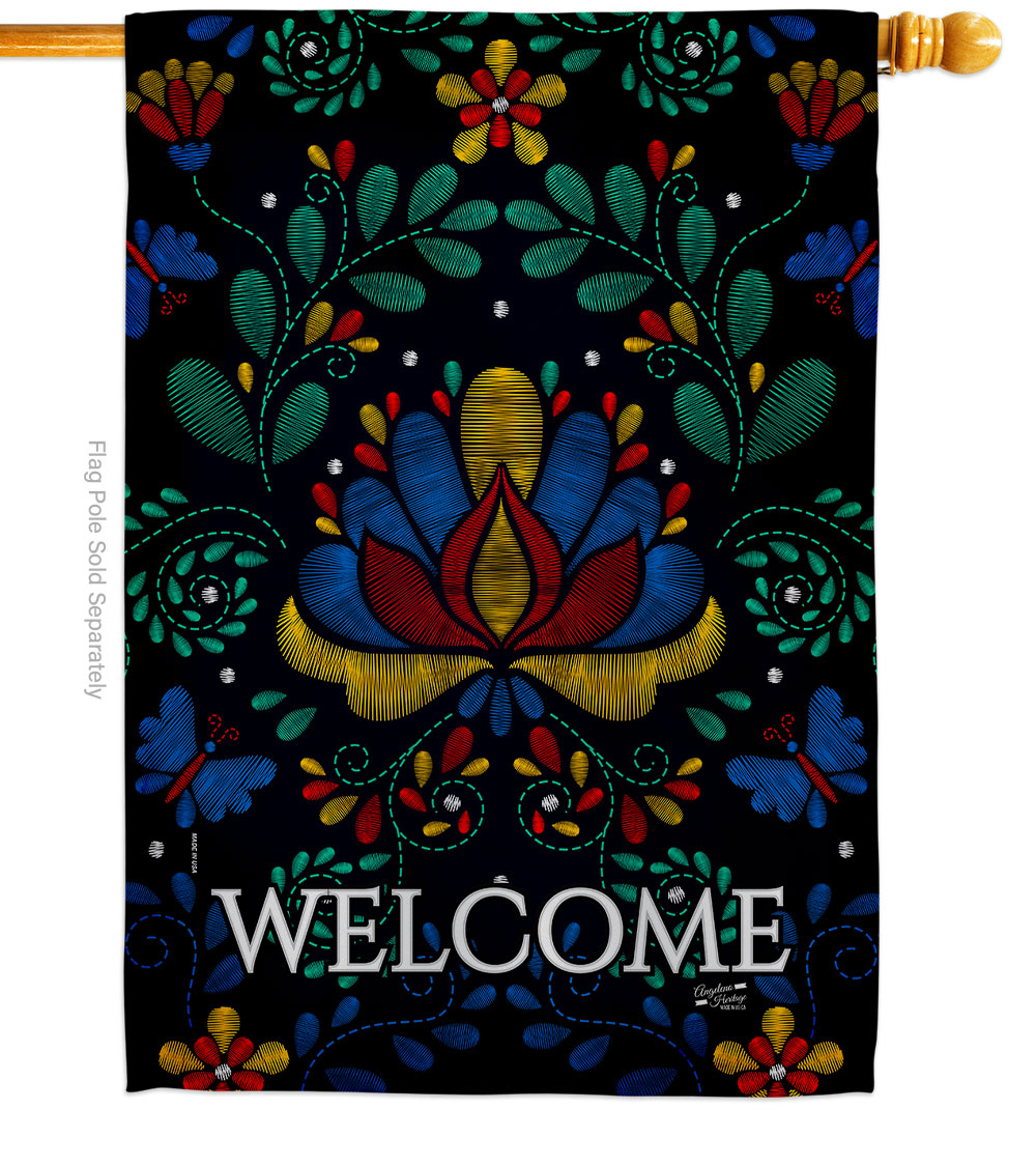 28 x 40 in. Welcome Embroider Sweet Life Home Vertical House Flag with Double-Sided Decorative Banner Garden Yard Gift