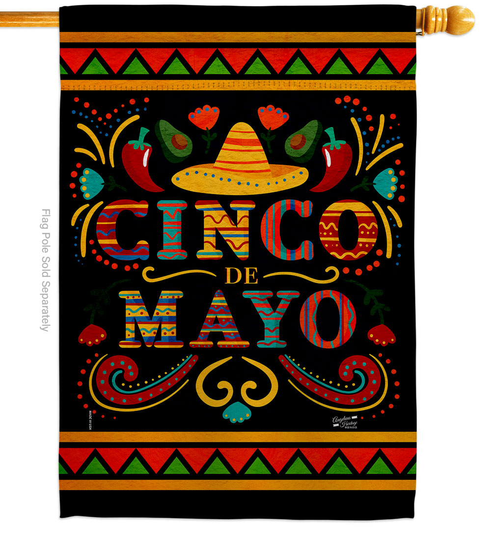 28 x 40 in. Fiesta de mayo Summertime Cinco Vertical House Flag with Double-Sided Decorative Banner Garden Yard Gift