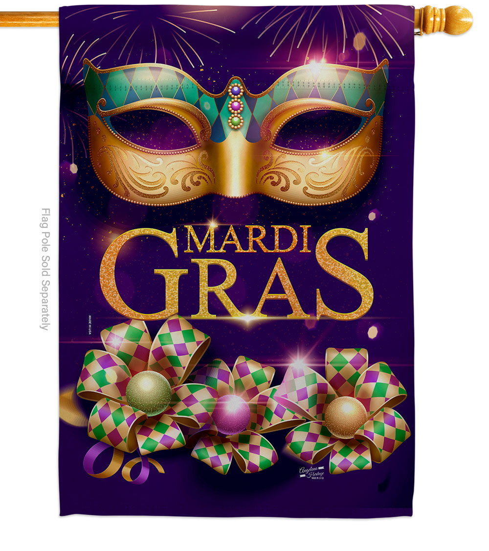 28 x 40 in. Masquerade Mardi Gras Springtime Vertical House Flag with Double-Sided Decorative Banner Garden Yard Gift