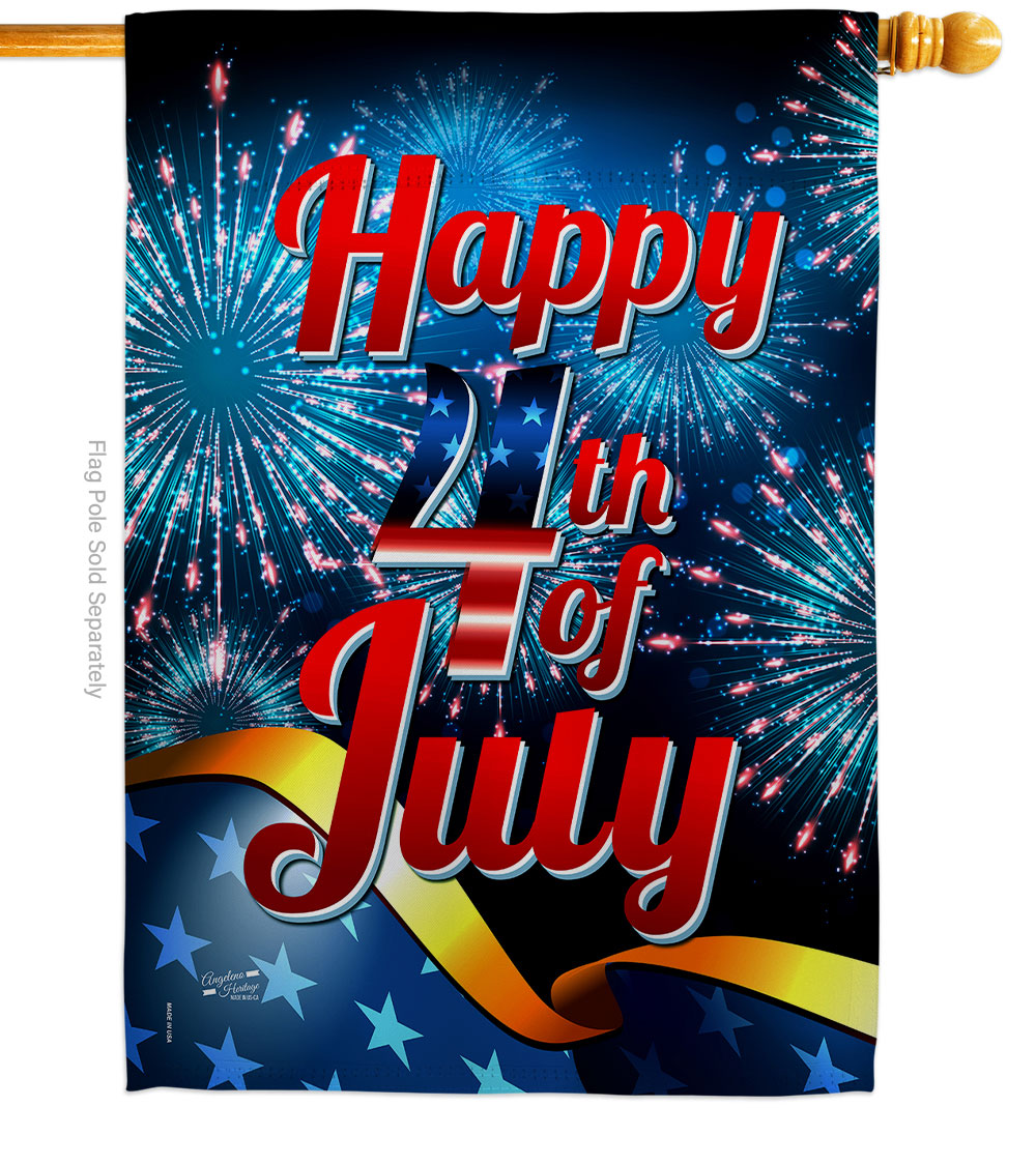 28 x 40 in. Happy 4th of July American Fourth Vertical House Flag with Double-Sided Decorative Banner Garden Yard Gift