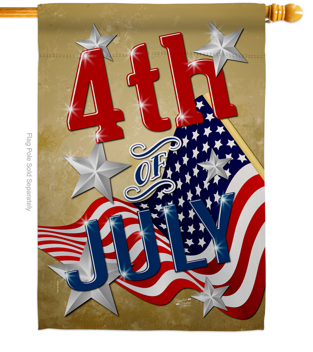 H137072-BO 28 x 40 in. 4th of July American Fourth Vertical House Flag with Double-Sided Decorative Banner Garden Yard Gift