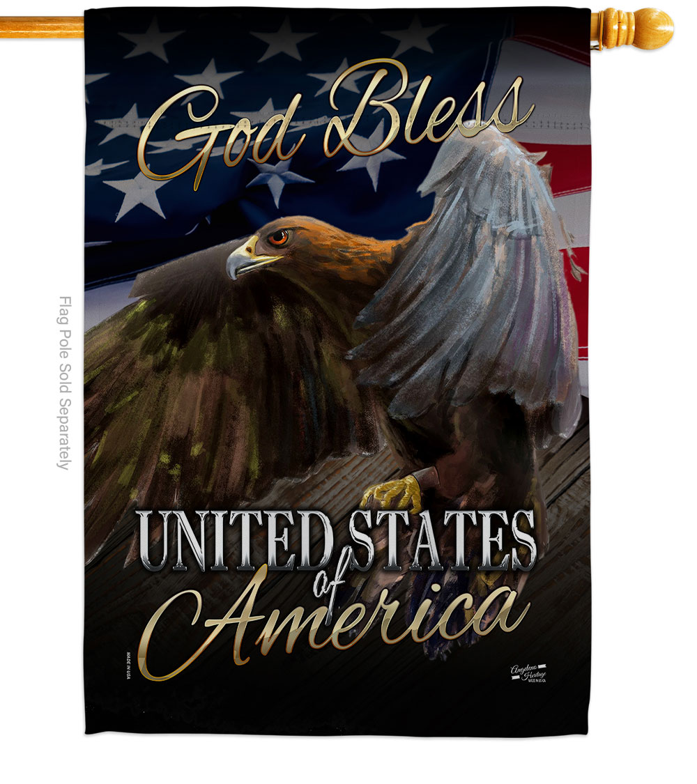 H137136-BO 28 x 40 in. American Eagle American Star & Stripes Vertical House Flag with Double-Sided Decorative Banner Garden Yard Gift