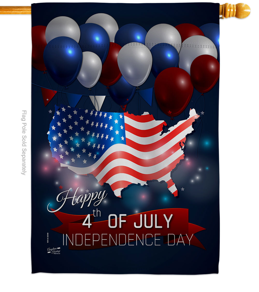 H137156-BO 28 x 40 in. July 4th Independence Day American Vertical House Flag with Double-Sided Decorative Banner Garden Yard Gift