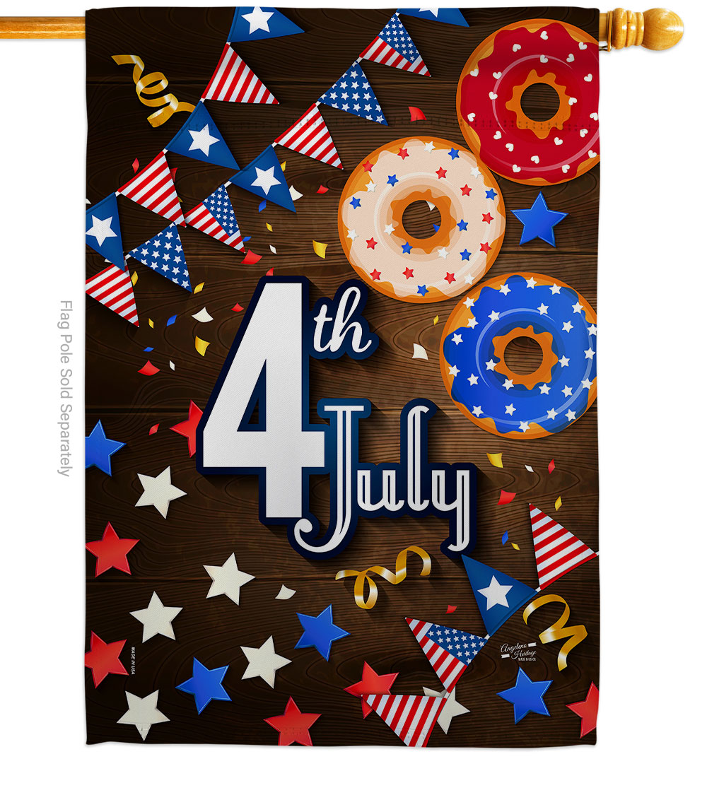 H137203-BO 28 x 40 in. 4th July American Fourth of Vertical House Flag with Double-Sided Decorative Banner Garden Yard Gift