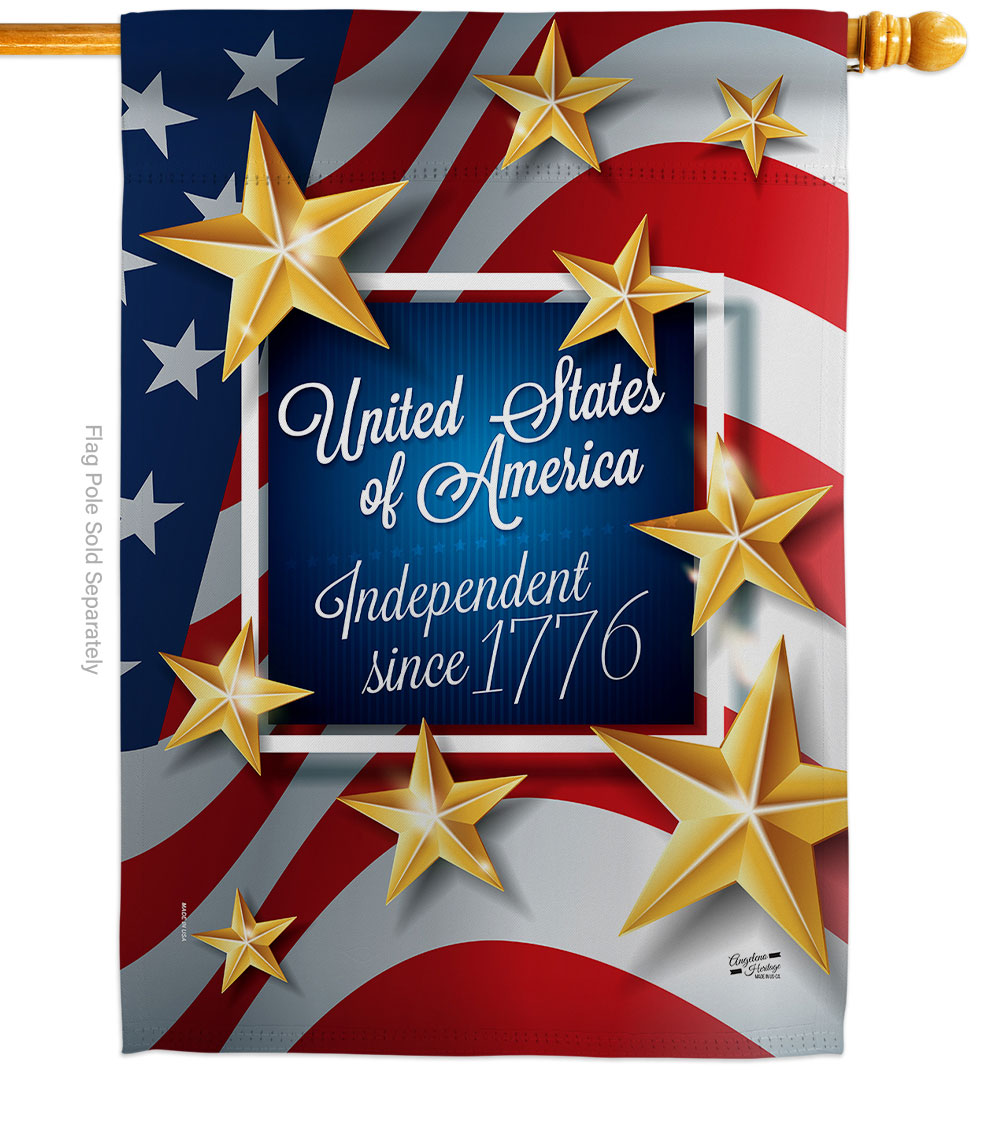 H137219-BO 28 x 40 in. Independence Since 1776 American Fourth of July Vertical House Flag with Double-Sided Decorative Banner Garden Yard Gift