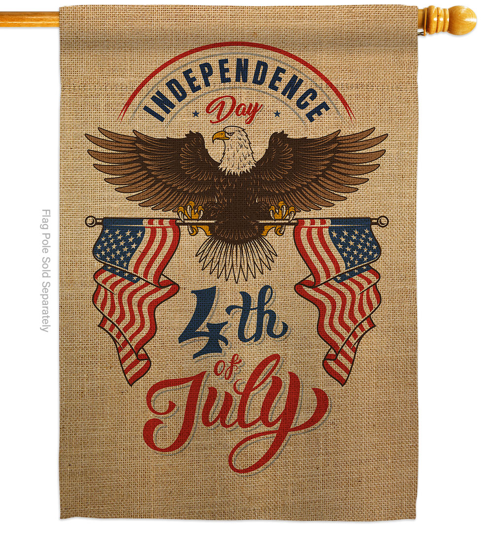 H137224-BO 28 x 40 in. July 4th Freedom American Vertical House Flag with Double-Sided Decorative Banner Garden Yard Gift