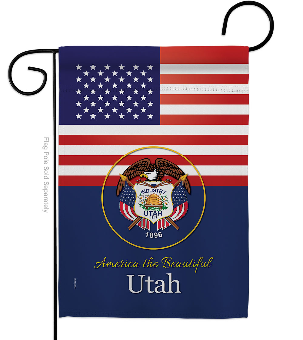 G142596-BO 13 x 18.5 in. USA Utah American State Vertical Garden Flag with Double-Sided House Decoration Banner Yard Gift