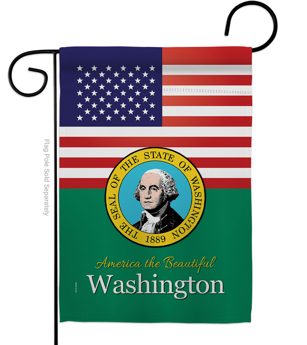 G142599-BO 13 x 18.5 in. USA Washington American State Vertical Garden Flag with Double-Sided House Decoration Banner Yard Gift