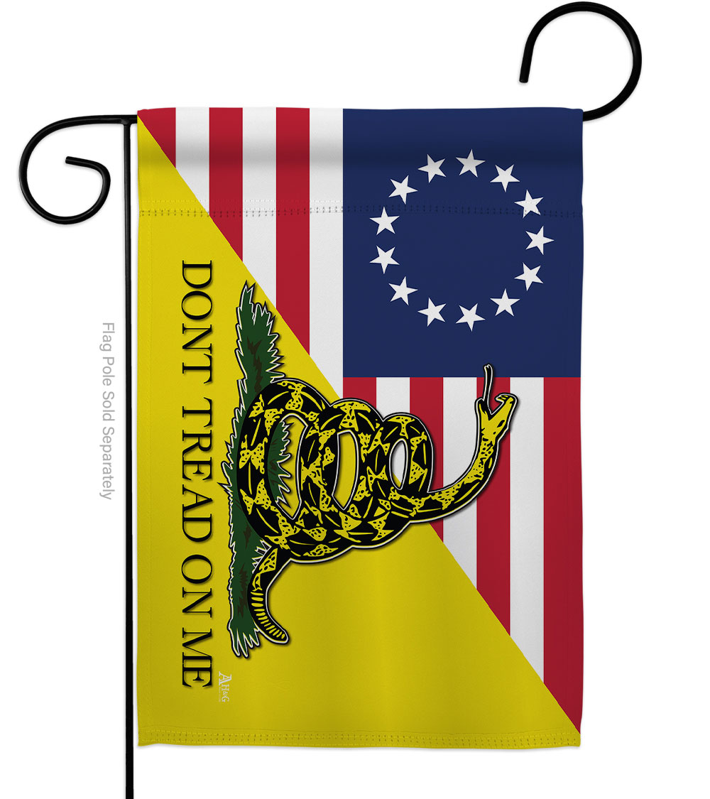 G142724-BO 13 x 18.5 in. Betsy Ross Dont Tread on Me American USA Historic Garden Flag with Double-Sided Horizontal House Decoration Banner Yard Gift