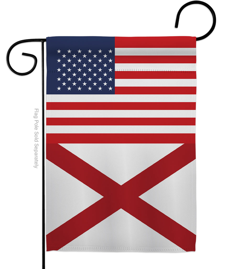 G142751-BO 13 x 18.5 in. USA Alabama American State Vertical Garden Flag with Double-Sided House Decoration Banner Yard Gift