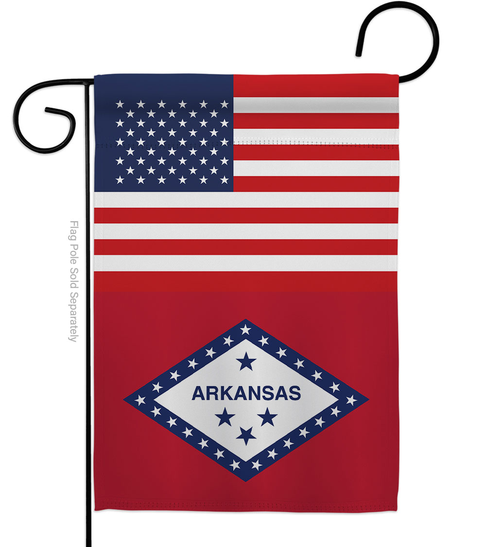 G142754-BO 13 x 18.5 in. USA Arkansas American State Vertical Garden Flag with Double-Sided House Decoration Banner Yard Gift