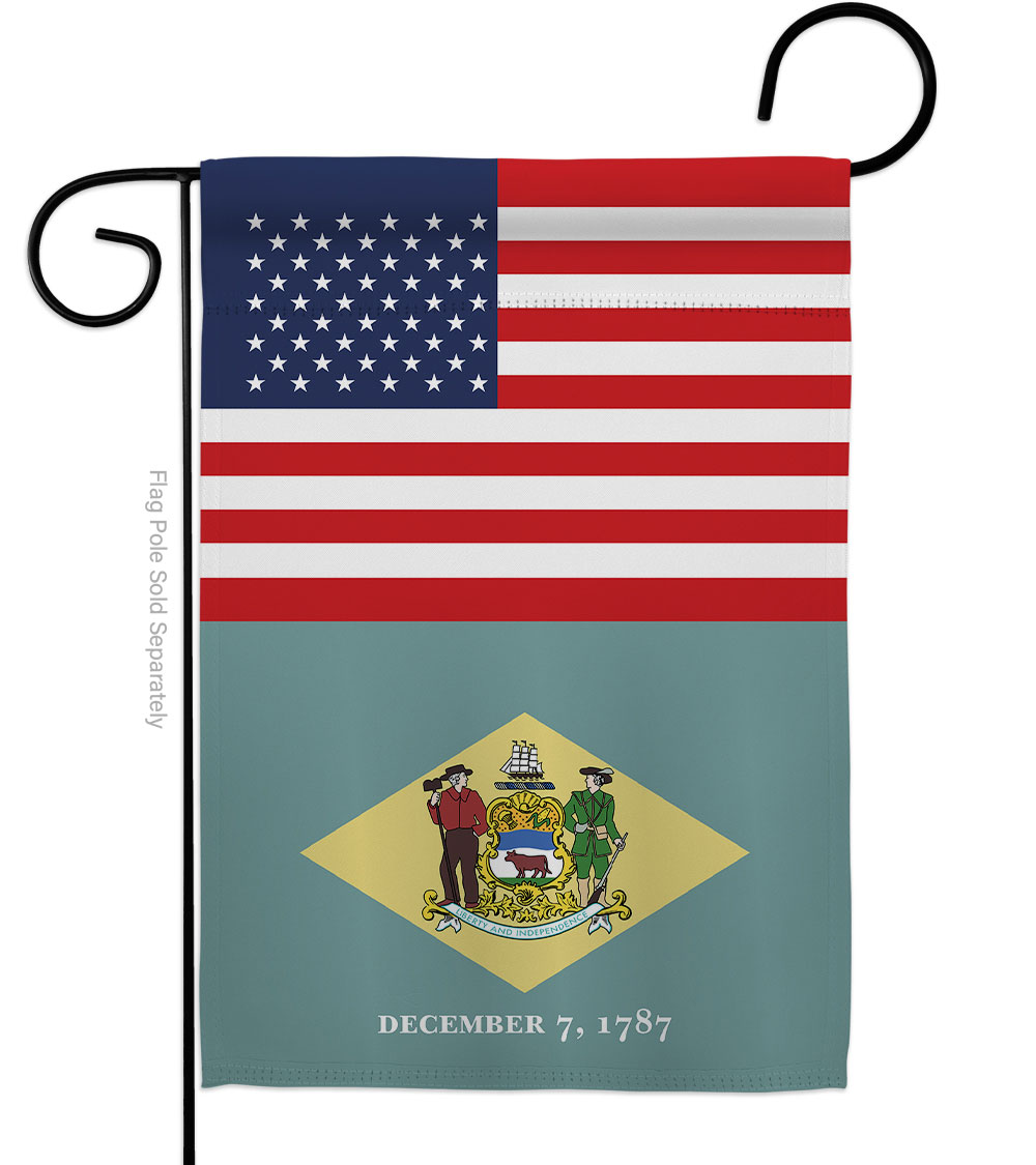 G142758-BO 13 x 18.5 in. USA Delaware American State Vertical Garden Flag with Double-Sided House Decoration Banner Yard Gift
