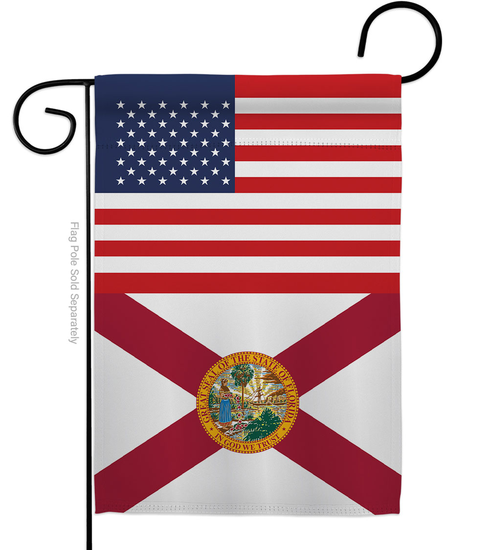 G142760-BO 13 x 18.5 in. USA Florida American State Vertical Garden Flag with Double-Sided House Decoration Banner Yard Gift