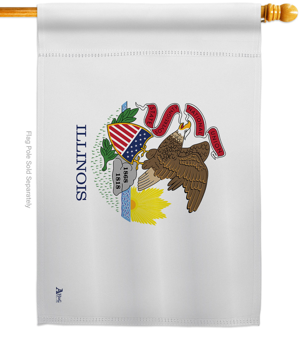 28 x 40 in. Illinois American State House Flag with Double-Sided Horizontal Decoration Banner Garden Yard Gift