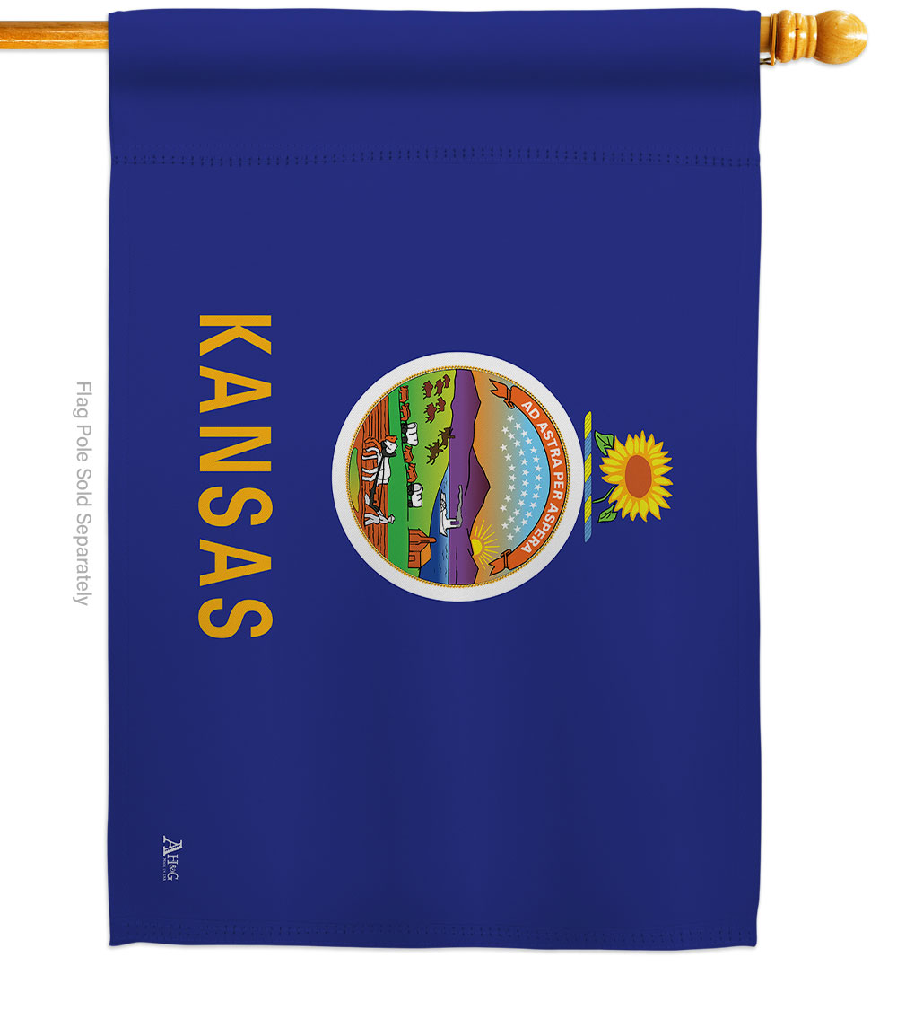 28 x 40 in. Kansas American State House Flag with Double-Sided Horizontal Decoration Banner Garden Yard Gift