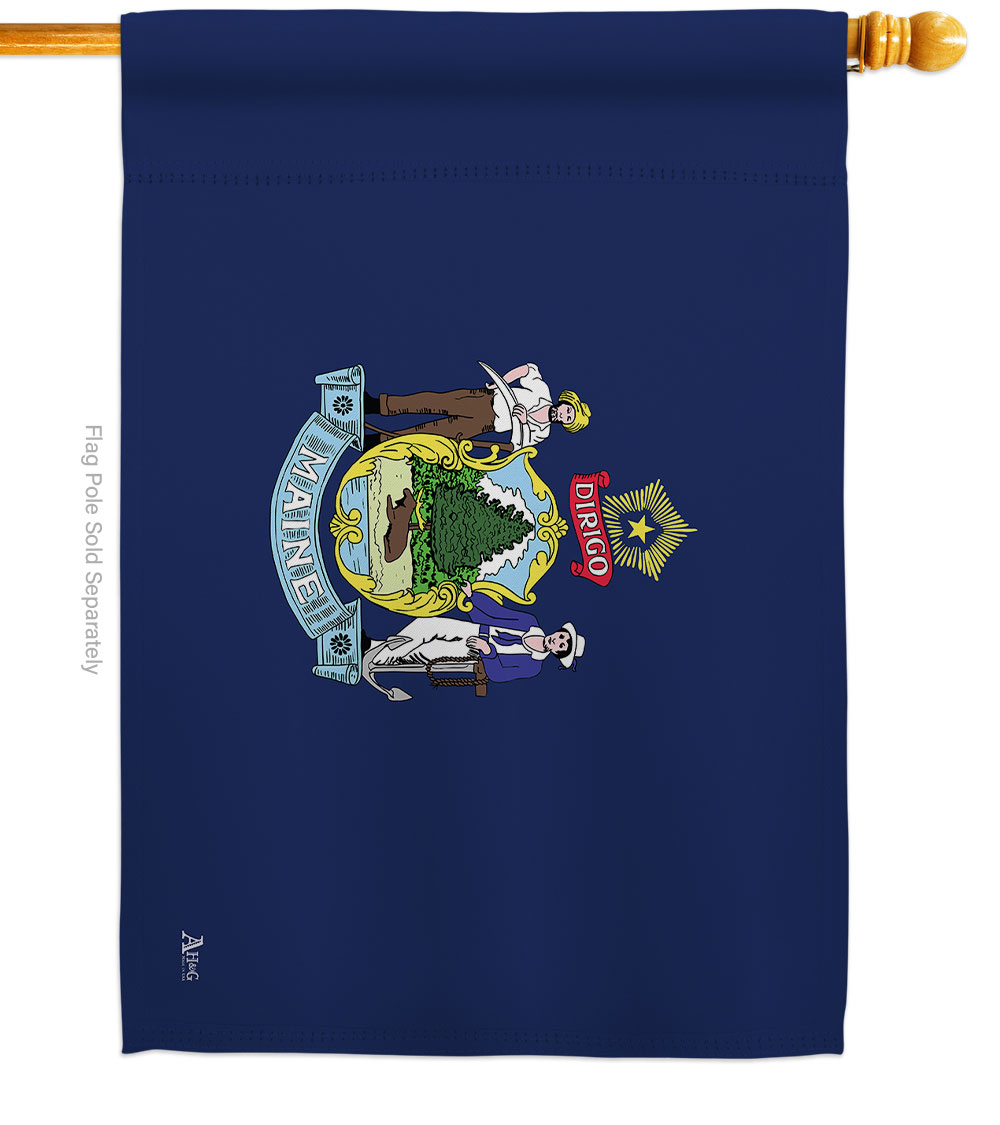 28 x 40 in. Maine American State House Flag with Double-Sided Horizontal Decoration Banner Garden Yard Gift