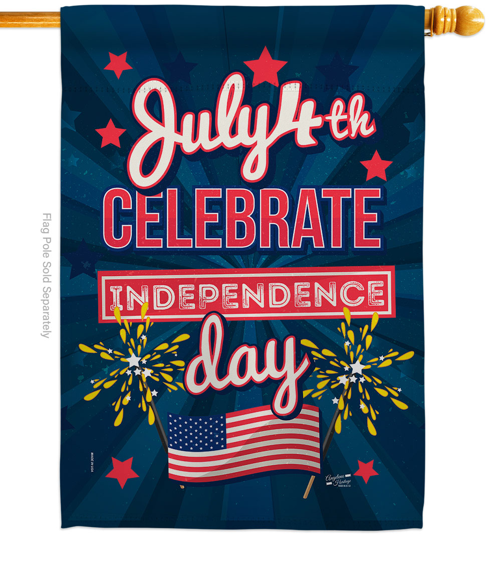 H137238-BO 28 x 40 in. Celebrate Independence Day American Fourth of July Vertical House Flag with Double-Sided Decorative Banner Garden Yard Gift -  Angeleno Heritage