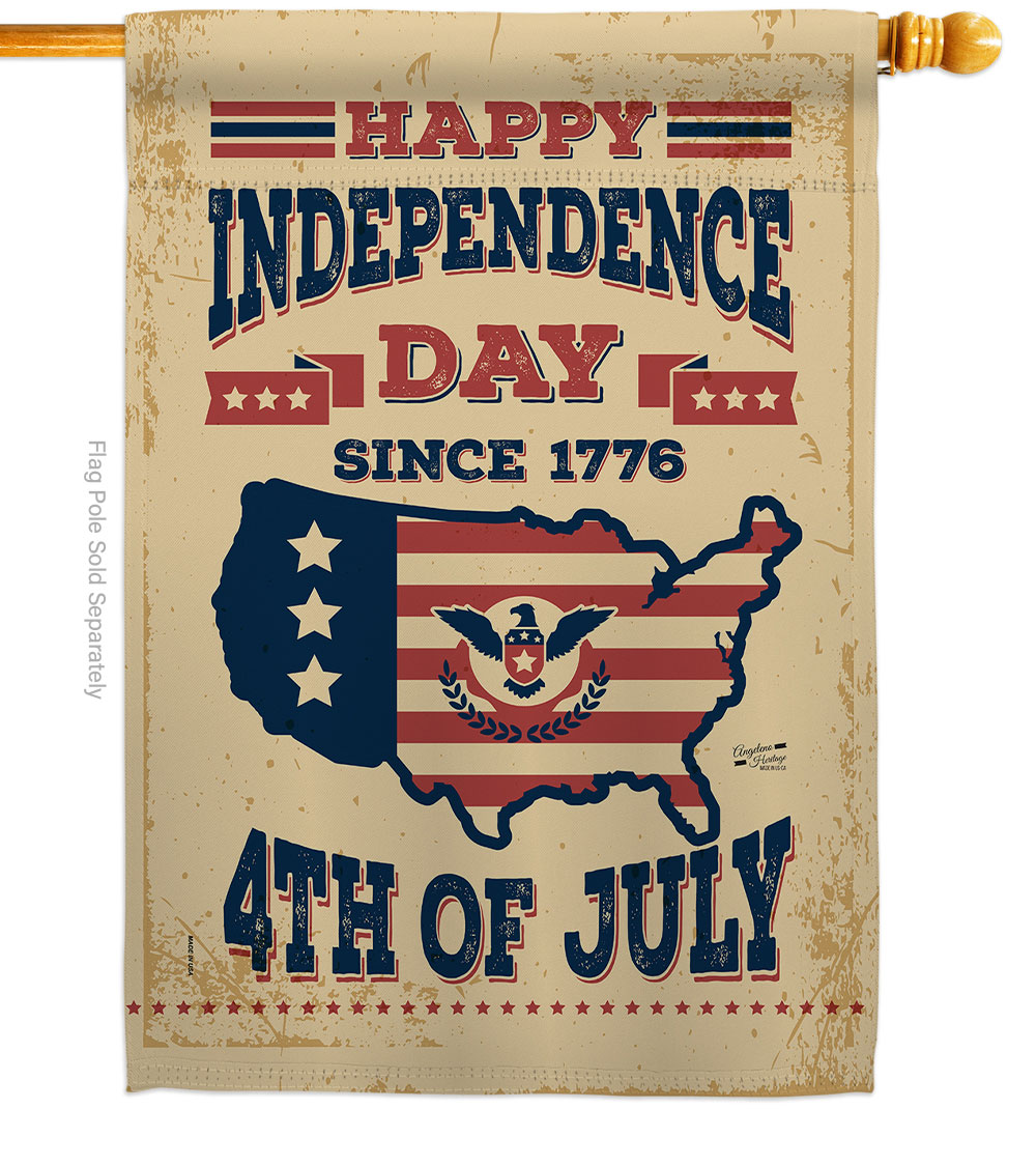 H137261-BO 28 x 40 in. Happy Independence Day American Fourth of July Vertical House Flag with Double-Sided Decorative Banner Garden Yard Gift