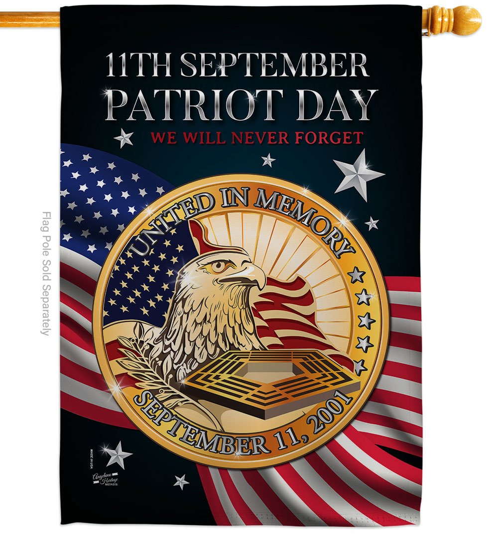 H137288-BO 28 x 40 in. Patriot Day 911 American Vertical House Flag with Double-Sided Decorative Banner Garden Yard Gift