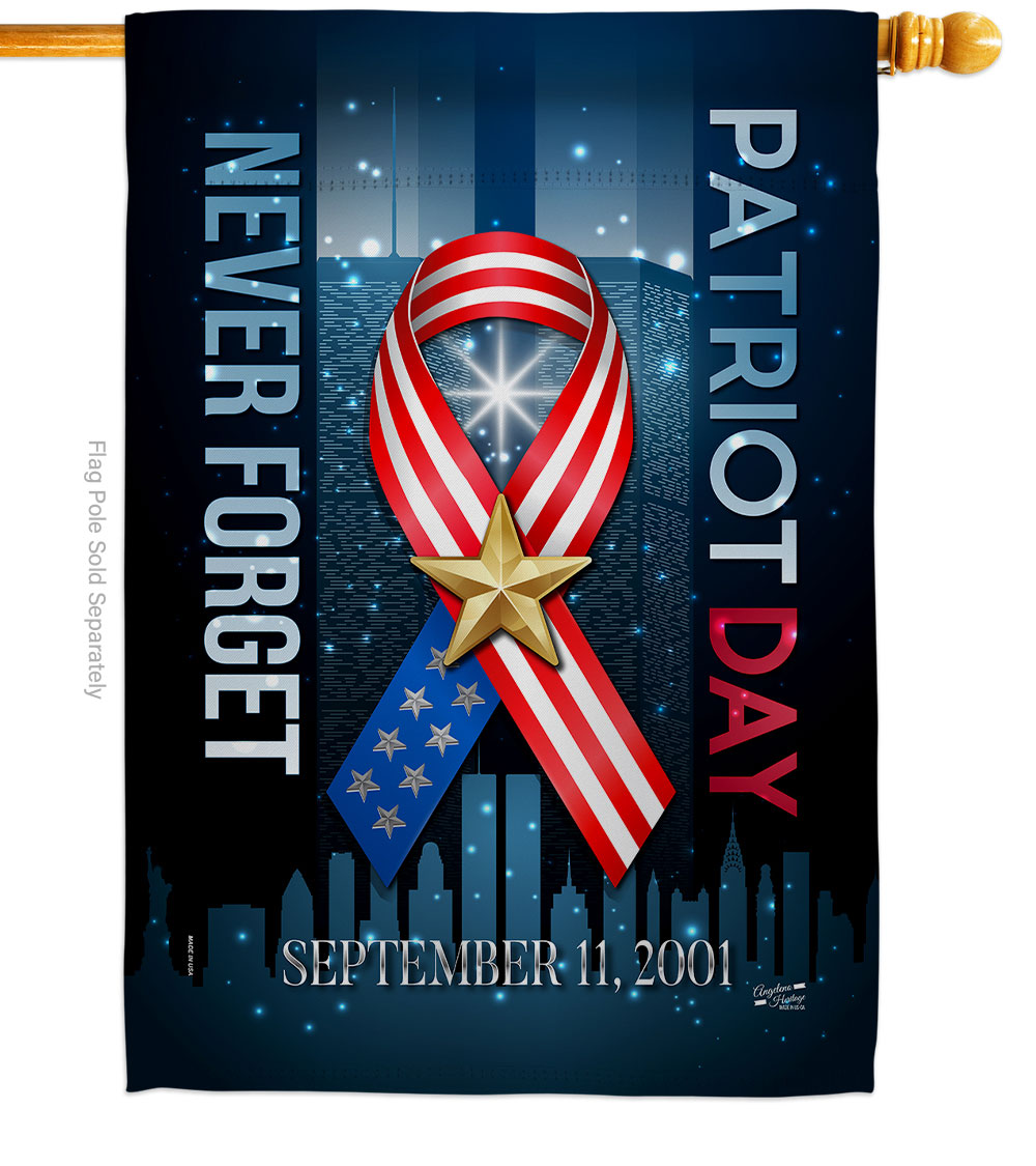 H137290-BO 28 x 40 in. 911 Never Forget American Patriot Day Vertical House Flag with Double-Sided Decorative Banner Garden Yard Gift