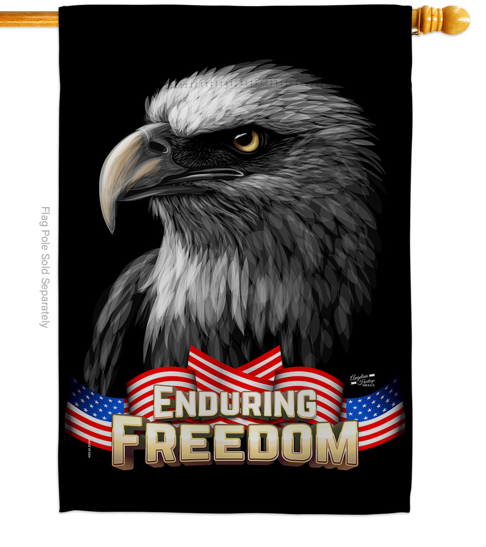 H137372-BO 28 x 40 in. Enduring Freedom American Star & Stripes Vertical House Flag with Double-Sided Decorative Banner Garden Yard Gift