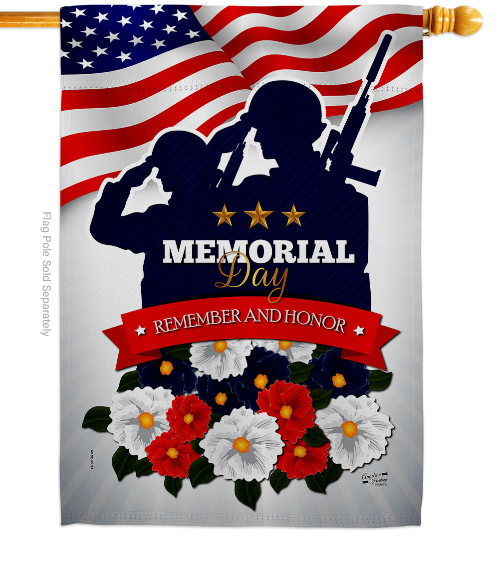 28 x 40 in. Remembrance of Fallen American Memorial Day Vertical House Flag with Double-Sided Decorative Banner Garden Yard Gift