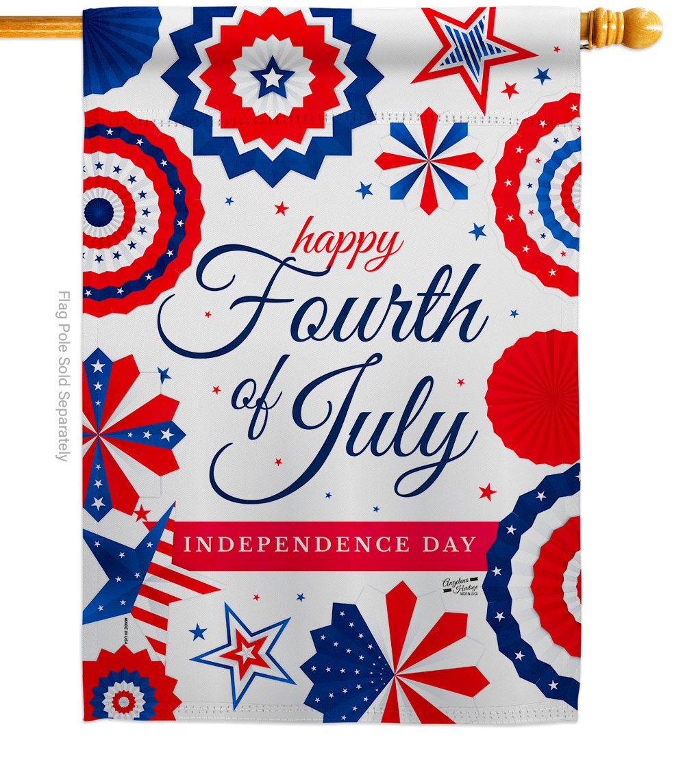 28 x 40 in. Red White American Fourth of July Vertical House Flag with Double-Sided Decorative Banner Garden Yard Gift