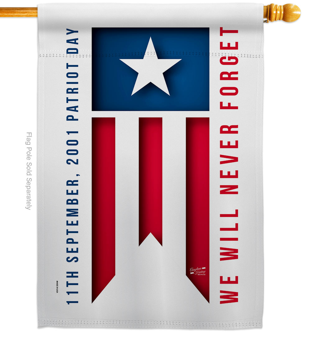 H137592-BO 28 x 40 in. 911 Day American Patriot Vertical House Flag with Double-Sided Decorative Banner Garden Yard Gift