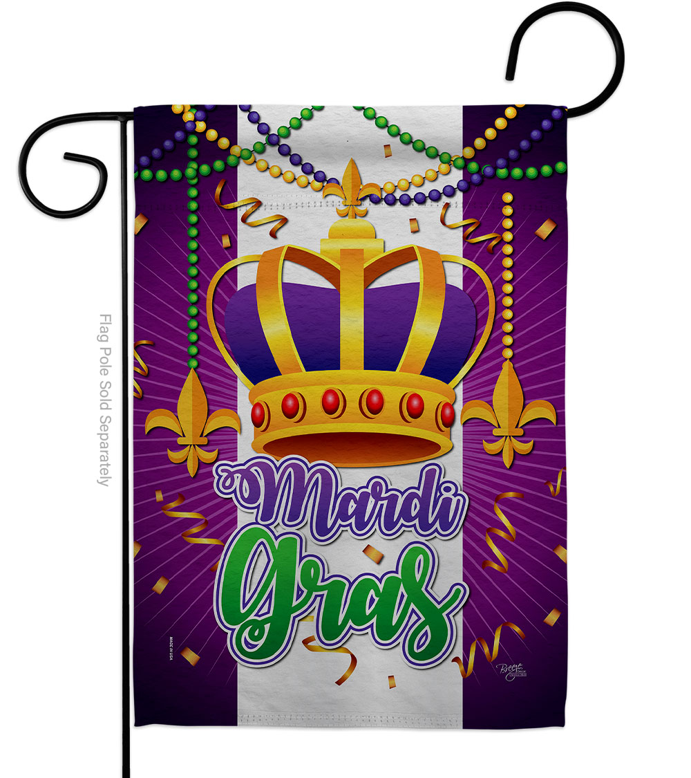 13 x 18.5 in. Mardi Gras Crown Springtime Vertical Garden Flag with Double-Sided House Decoration Banner Yard Gift