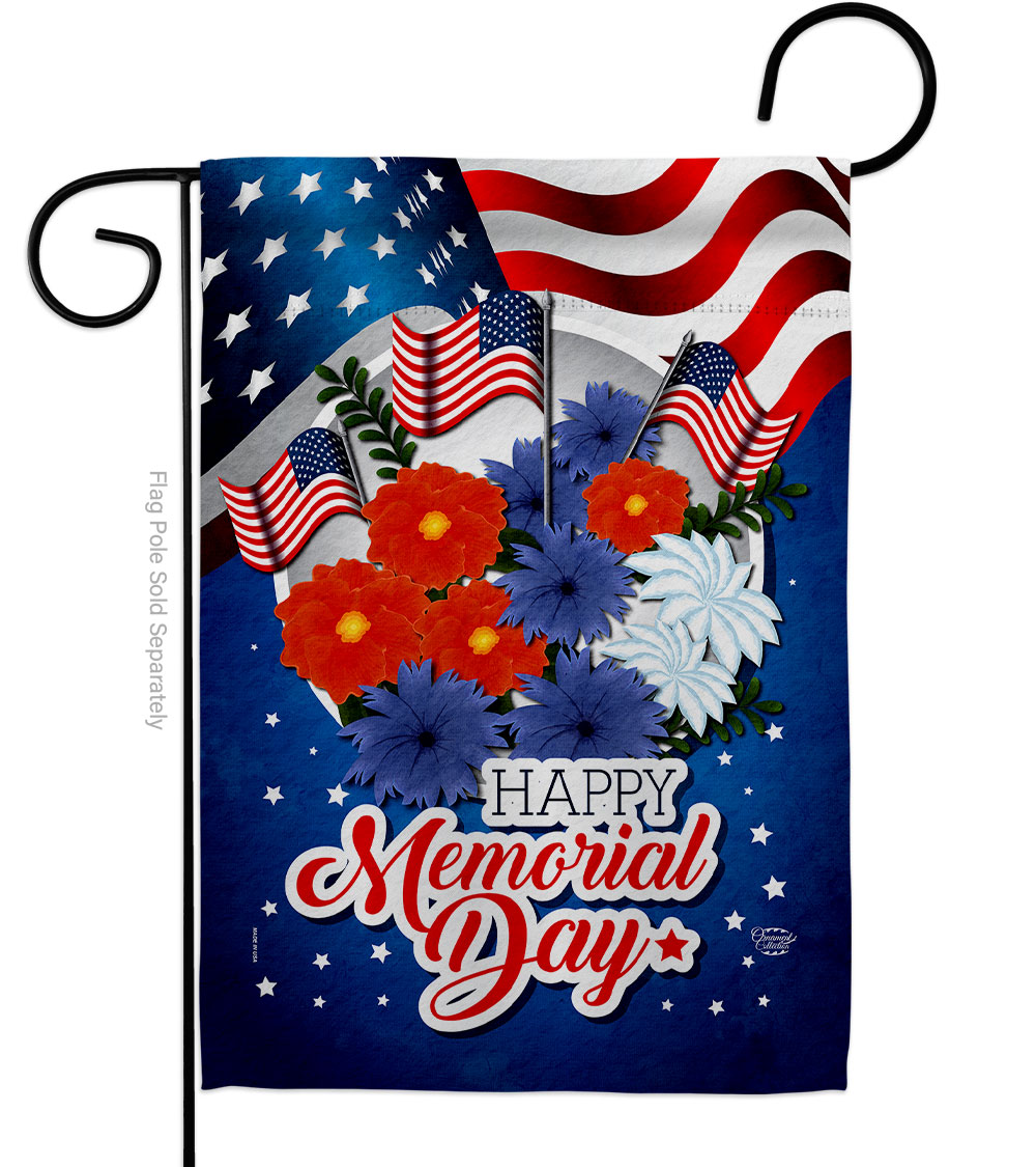 G192541-BO 13 x 18.5 in. Honor Memorial Day American Vertical Garden Flag with Double-Sided House Decoration Banner Yard Gift