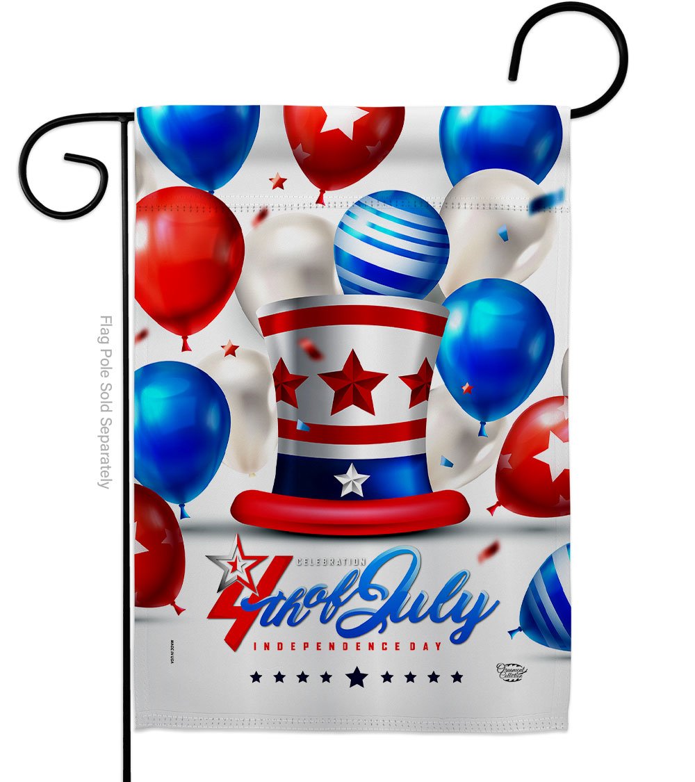 G192631-BO 13 x 18.5 in. Independence Ballooon American Fourth of July Vertical Garden Flag with Double-Sided House Decoration Banner Yard Gift
