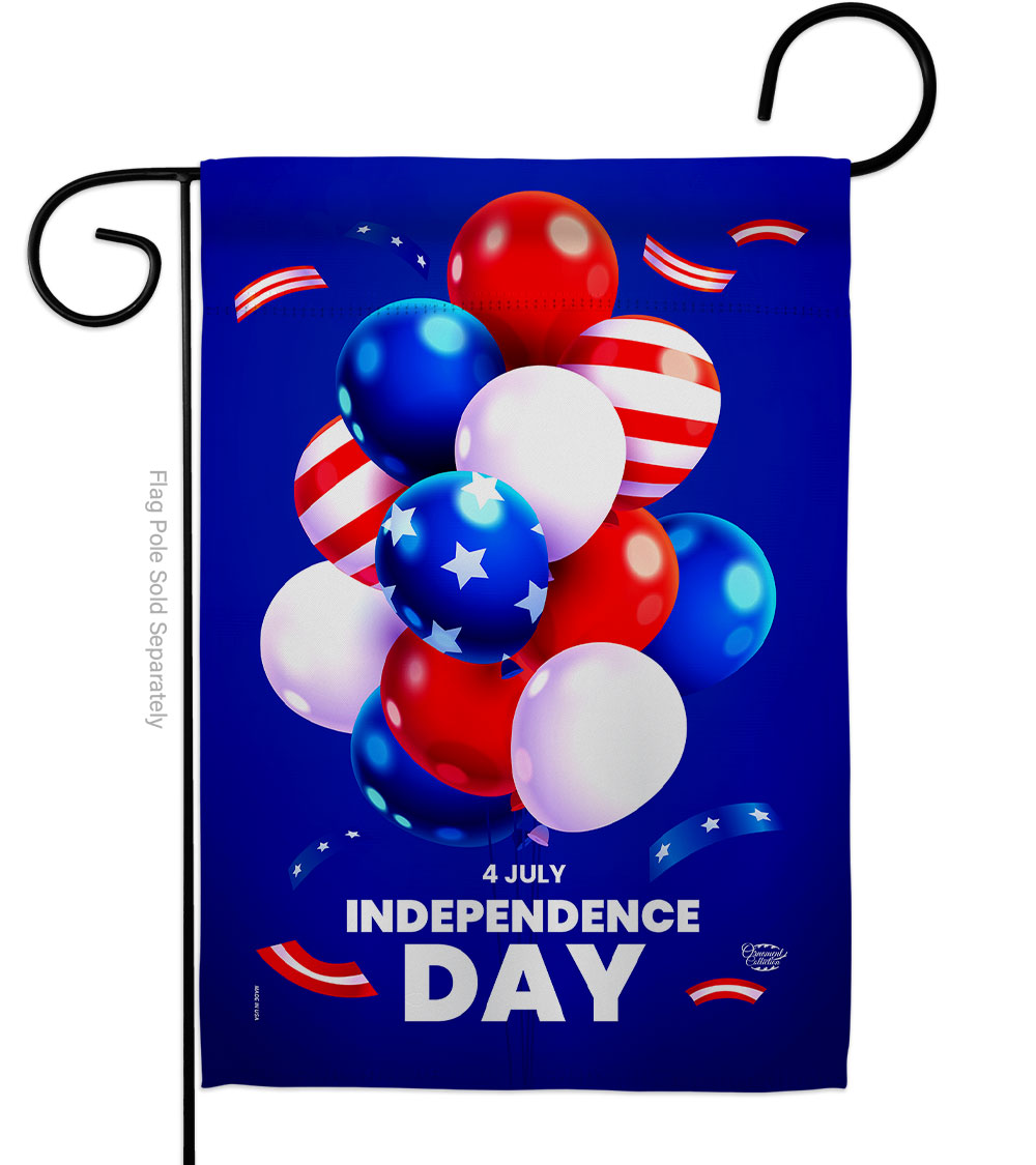 G192640-BO 13 x 18.5 in. Ballons of Independence American Fourth July Vertical Garden Flag with Double-Sided House Decoration Banner Yard Gift