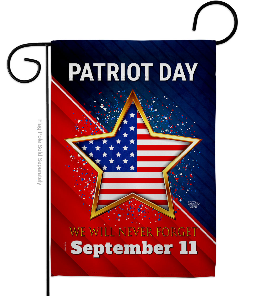 G192666-BO 13 x 18.5 in. Never Forget 911 American Patriot Day Vertical Garden Flag with Double-Sided House Decoration Banner Yard Gift