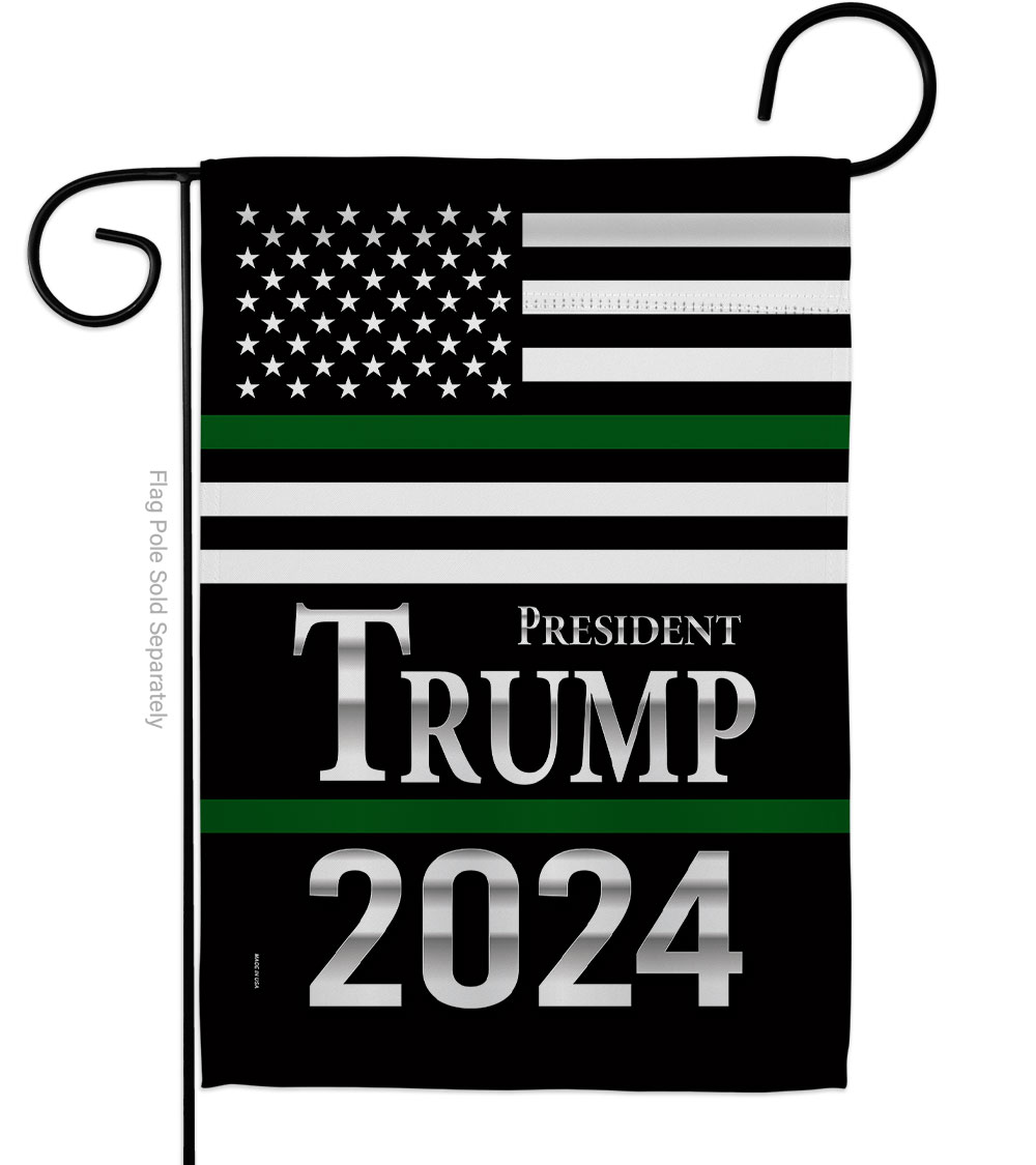 G170185-BO 13 x 18.5 in. President Trump Thin Green Line American Political Vertical Garden Flag with Double-Sided House Decoration Banner Yard Gift
