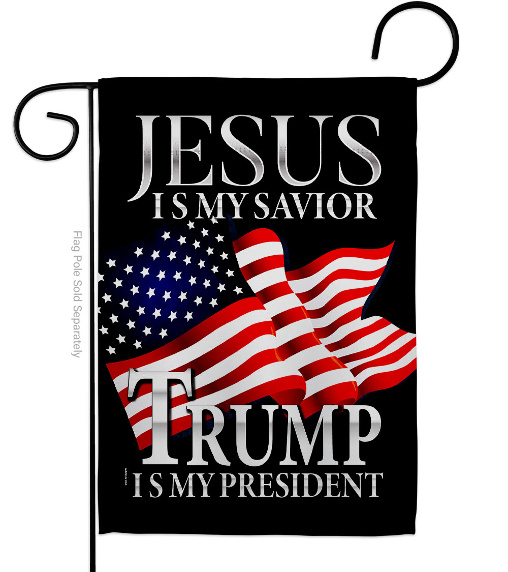 G170204-BO 13 x 18.5 in. Jesus Savior Trump President American Political Vertical Garden Flag with Double-Sided House Decoration Banner Yard Gift