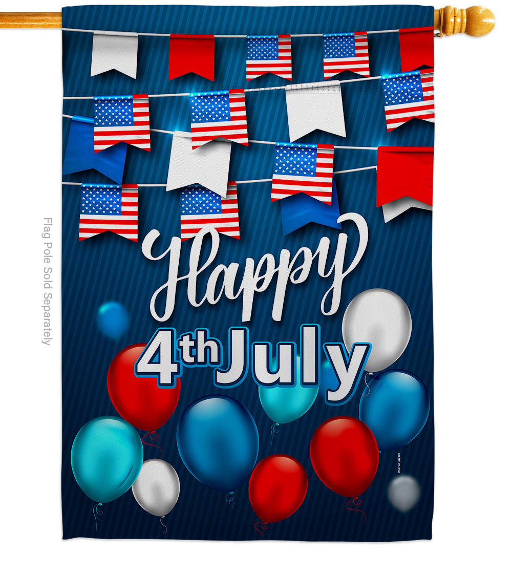 H170047-BO 28 x 40 in. Celebrate July 4th American Vertical House Flag with Double-Sided Decorative Banner Garden Yard Gift