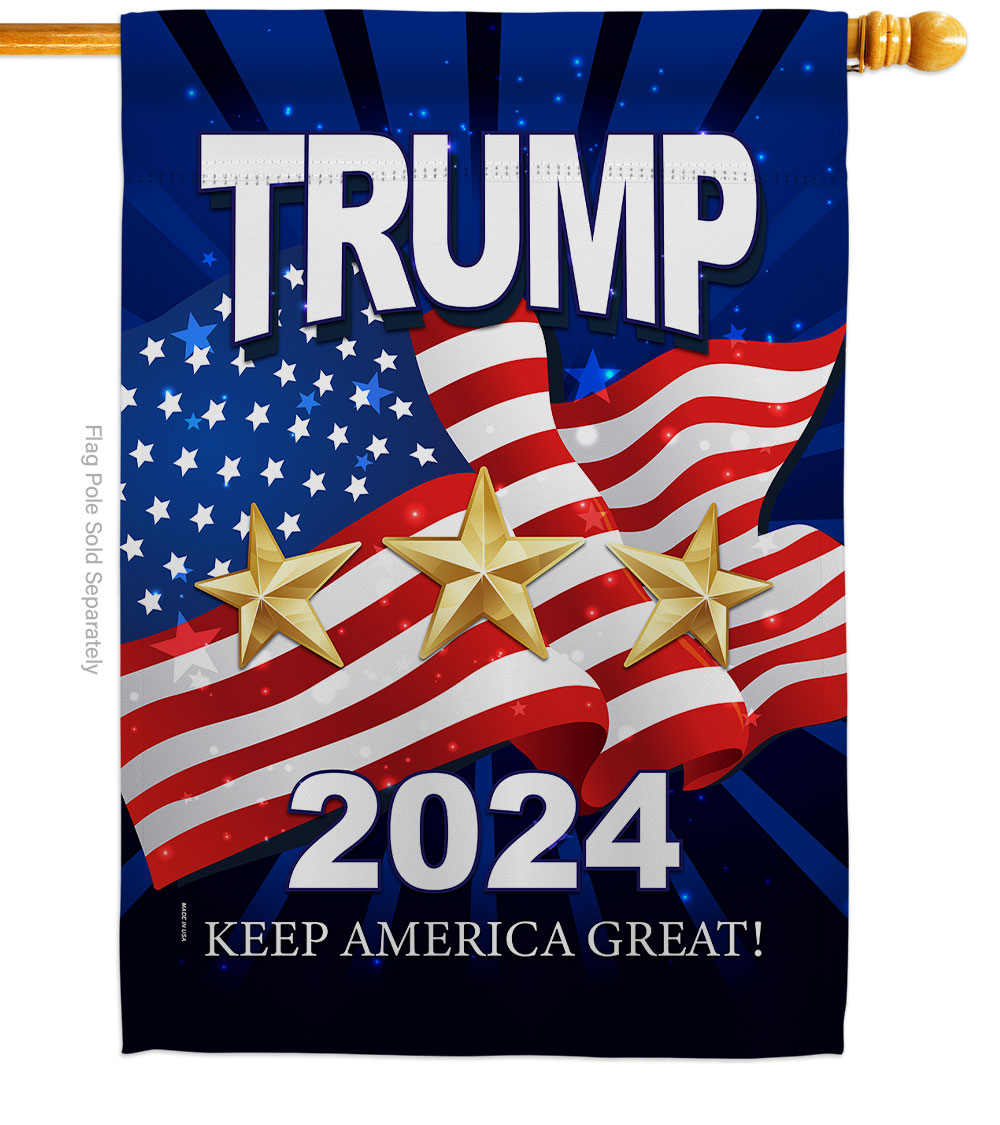 H170131-BO 28 x 40 in. Trump Pence 2024 American Political Vertical House Flag with Double-Sided Decorative Banner Garden Yard Gift