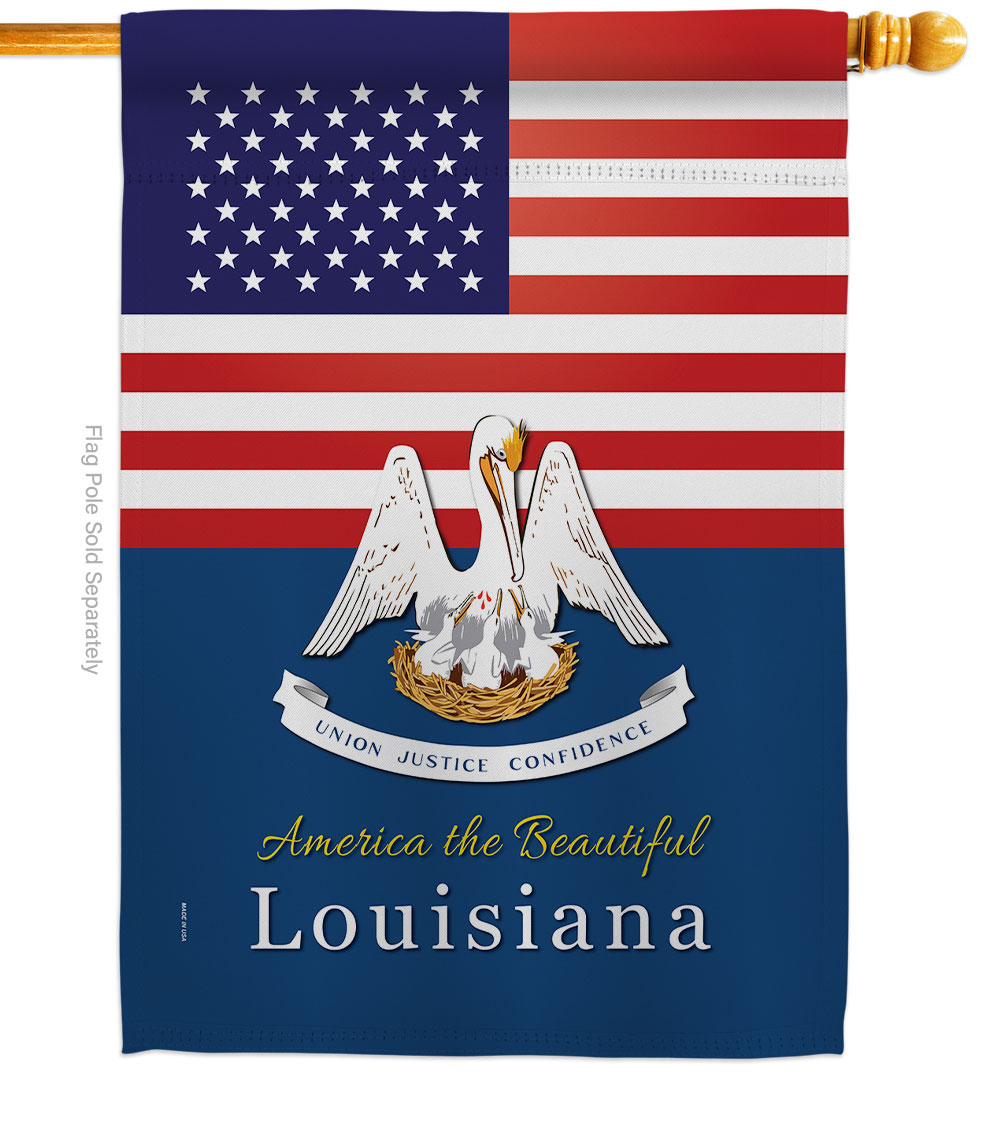 28 x 40 in. USA Louisiana American State Vertical House Flag with Double-Sided Decorative Banner Garden Yard Gift