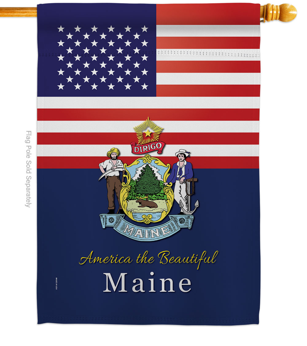 H140571-BO 28 x 40 in. USA Maine American State Vertical House Flag with Double-Sided Decorative Banner Garden Yard Gift
